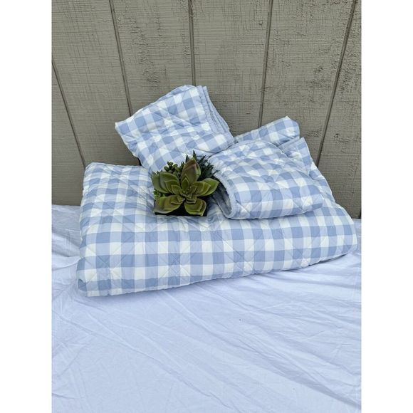 UGG Bedding Ugg King Size Blue White Gingham Check Comforter With 2 Shams Poshmark